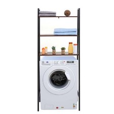 B-Ware Standregal MCW-K82, Waschmaschinen-Regal, Metall Holz 155x64x25cm, braun