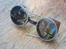 Runde sonnenbrille mit leder - sonnenbrille,