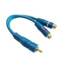 Cinch Y Adapter Kabel Verteiler Splitter Stecker 2x Buchse CAR HIFI blau 0,2 m