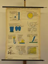Luftdruck Wetter Luftsäule Isobaren Barometer Windfahne ~1960 Wandbild 76x114cm 