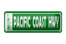 Blechschild 27x10cm gewölbt Pacific Coast HWY Freiheitsstatue Deko Schild