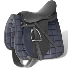 Pferdereiten Sattelset 16 Echtes Leder Schwarz 14 Cm 5-in-1