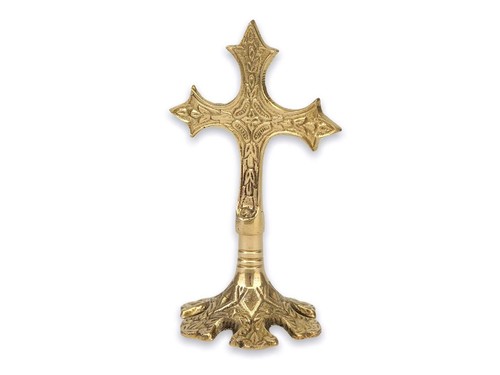 Verziertes messing standkreuz - messing,