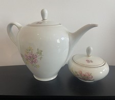 Vintage Teekanne Rosen und Zuckerdose mit Deckel Antik