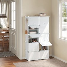 Schuhregal Schuhaufbewahrung 10 Fächern 40 Paar Schuhe Schuhschrank mit Tür Weiß