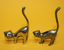 2 Katzen Messing Figuren