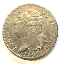 Ecu Louis XVI 1793 A Paris - Hinrichtung  Louis am  21.01.1793