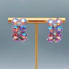 Eleganz-funkelnde Zweireihige Ohrringe mit Swarovski® Kristall Geschenk Neu