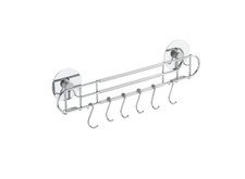 TurboFIX Küchen-Reling mit 6 Haken - Befestigen ohne bohren verchromtes Metal...