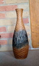 Standvase aus Holz 43,5 cm Handarbeit Dekovase Bodenvase Thailand Deko Vase 