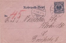 Rohrpostbrief Dt.Reichspost , 1900 , Berlin 49 - Berlin 45