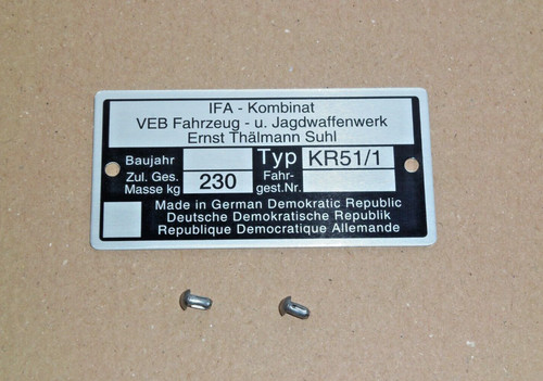 Typenschild plakette für - plakette,