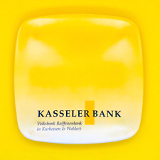 Zahlteller Geldteller Werbung "Kasseler Bank" Fähnrich-Plastic Wechselgeldteller