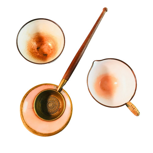 Teesieb rosa weiß emaille - teesieb,