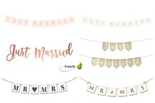 Banner Girlande Mr & Mrs Hochzeit Deko Autoschmuck Autogirlande Vintage Landhaus