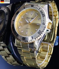 Alain Miller Herren Armband Männer Uhr Gold Farben im sportlichem Design NEU