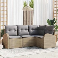 Gartensofa-set Beige Poly-Rattan