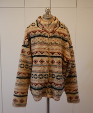 Vintage Teddy Fell Jacke Winterjacke Übergangsjacke mit Aztekenmuster 80er 90er