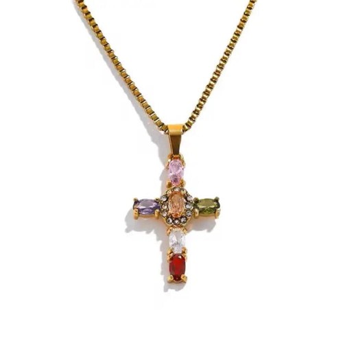 Kreuz halskette damen zirkon - halskette,