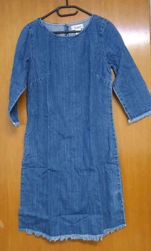 Jeanskleid arm rundhals - 3/4, in
