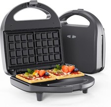 Waffeleisen Waffelmaker Doppelplatte Non-Stick Stuffed 2-Slice Belgian Grau 750W