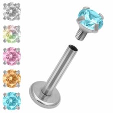 6 teiliges Piercing Set Labret Tragus Monroe Lippe Ohr Helix Strass Stein farbig