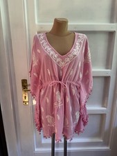 Iconique Damen Strandkleid Tunika Gr. Onesize in Rosa *Sehr Gut* Ibiza Style