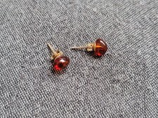 uralte Bernstein-Ohrstecker - 925er Silber, vergoldet, Retro, Art Deco, Vintage