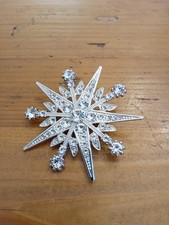 Brosche Schneeflocke Weihnachtsstern silberfarben m. Zirkonia