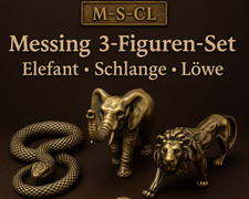 Messing Figuren Set – Elefant, Schlange & Löwe – Metall Deko M-S-CL