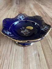 Royal Porzellan Handarbeit Kobalt Gold Schale mit Fuß