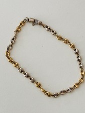 Armband Armkette Gelb-Weiß Gold 585 Bohnenkette 7,41g Länge 18,5cm Breite 3,9mm