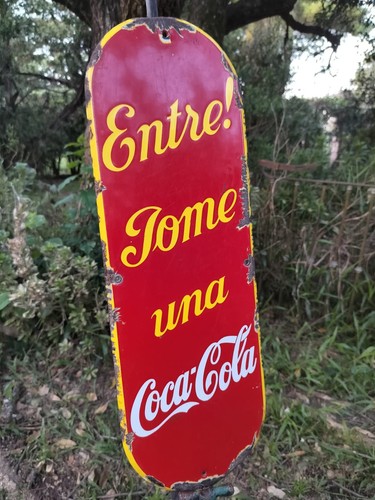 Altes emailliertes schild coca - altes,