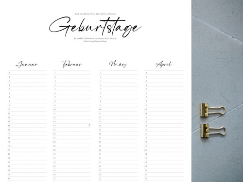 Geburtstagskalender mit