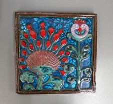 Seltene Fliese BLUMEN MOTIV Kachel Wandfliese KARLSRUHER MAJOLIKA 8103 