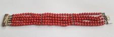 D0754 - Antikes 5 reihiges Korallen Armband -800er Silber -Gravuren - Jugendstil