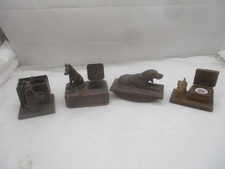 Schreibtischgarnitur Holz Figuren – Handarbeit „Hunde - Scottish Terrier“ 4 Tlg