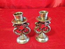 2 Antike Kerzenhalter Kerzenleuchter Ständer Art Déco Galionsfiguren Metall(4047