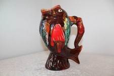 Vallauris Krug Frankreich 50er 60er Jahre Majolika Majolica Fisch rot Keramik