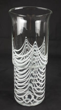 Große schwere Designervase transparentes Glas mit Streifenmuster