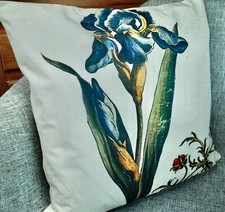 "IRIS"   VollKissen   Blume  45x45 cm  anmutig  frisch  Natur Leinen  BW  Federn