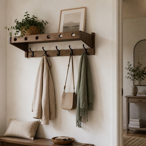 Wandgarderobe massiv bambus - massiv,