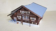 FALLER H0 110129 Schweizer Bahnhof Litzirüti gebaut Holz Lasercut  Beleuchtung
