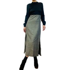 Twinset 40 Midi Kleid m. Wolle Grunge Academia Alternative Style Karriert 
