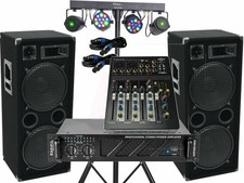 Komplett Set-9 Omnitronic Power Anlage LED Licht Musikanlage DJ 2400 Watt 4x30cm