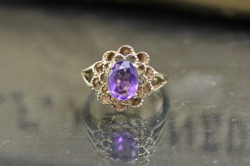 Verzierter amethyst goldring - verzierter, amethyst-goldring