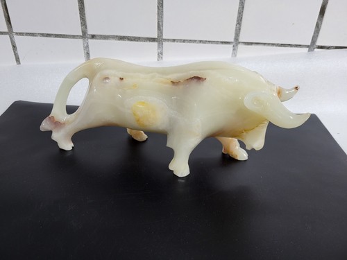 Große onyx marmor stier figur - onyx,