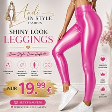 Damen Leggings Pink Wet Look