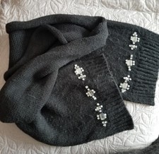 Charles Vögele Damen Halstuch Schal Mit Strasssteine Schwarz