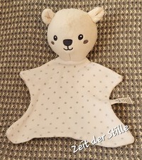 TOPOLINO TOPOMINI Schmusetuch Kuscheltuch Bär weiß / graue Sterne ohne Knoten